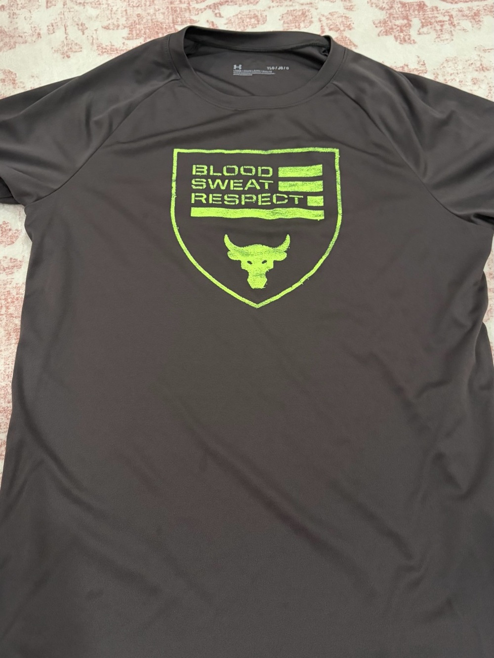 Under Armour Boys Black Short Sleeve Tee with Neon Green Graphic